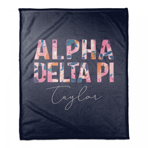 Bright Florals - Alpha Delta Pi 50x60 Personalized Coral Fleece Blanket