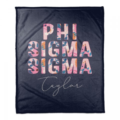 Bright Florals - Phi Sigma Sigma 50x60 Personalized Coral Fleece Blanket