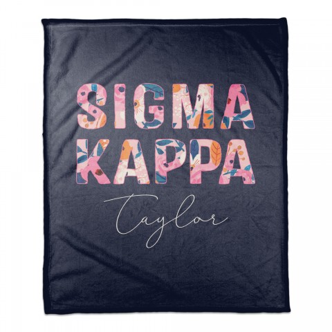 Bright Florals - Sigma Kappa 50x60 Personalized Coral Fleece Blanket