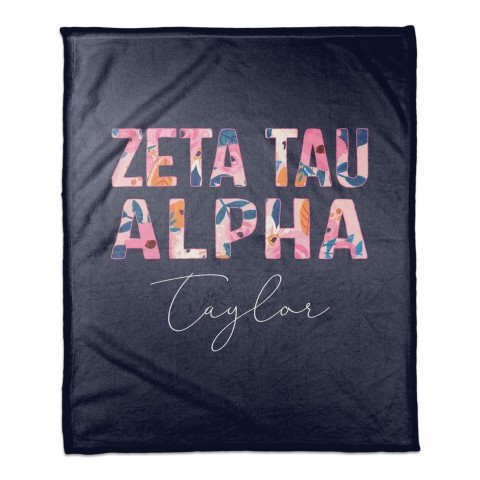 Bright Florals - Zeta Tau Alpha 50x60 Personalized Coral Fleece Blanket