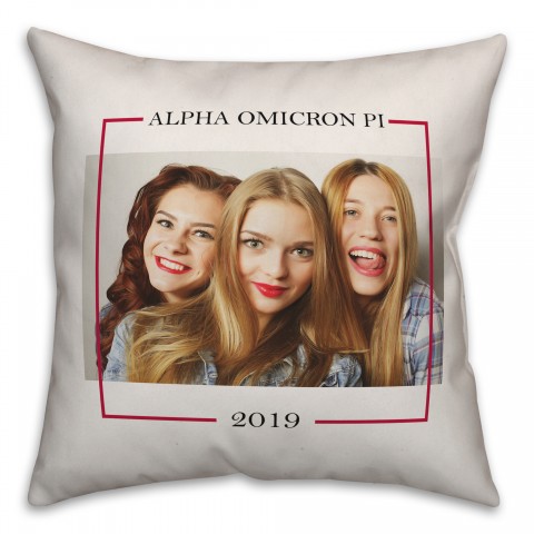 Simple Photo Border - Alpha Omicron Pi 18x18 Personalized Spun Poly Pillow