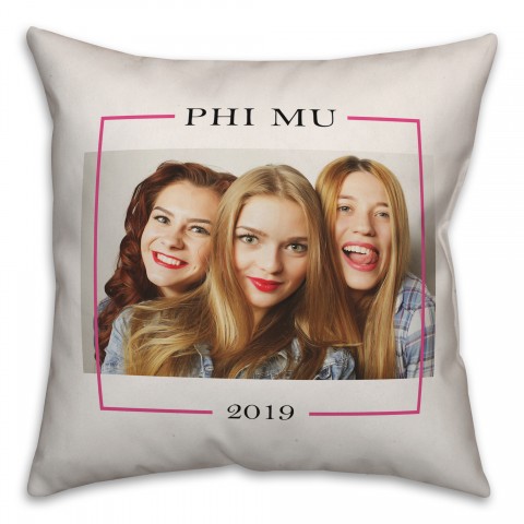 Simple Photo Border - Phi Mu 18x18 Personalized Spun Poly Pillow