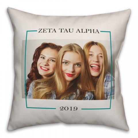 Simple Photo Border - Zeta Tau Alpha 18x18 Personalized Spun Poly Pillow