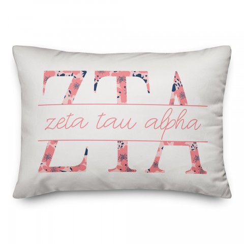 Floral Greek Letters Spun Poly Pillow