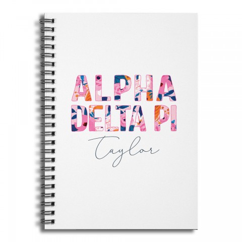 Floral Alpha Delta Pi 6x8 Personalized Ruled Spiral Notebook