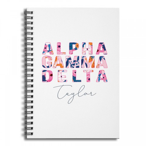 Floral Alpha Gamma Delta 6x8 Personalized Ruled Spiral Notebook