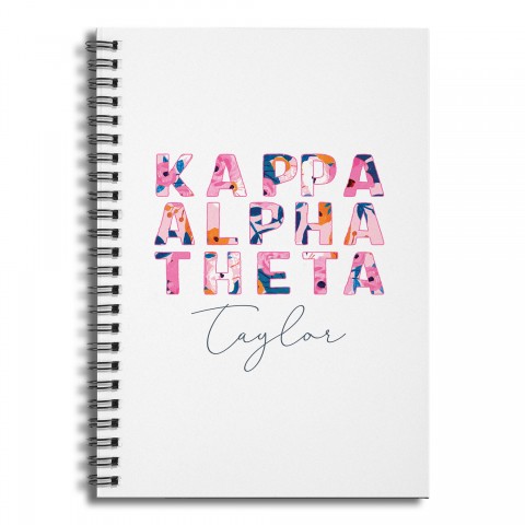 Floral Kappa Alpha Theta 6x8 Personalized Ruled Spiral Notebook