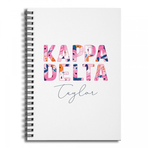 Floral Kappa Delta 6x8 Personalized Ruled Spiral Notebook