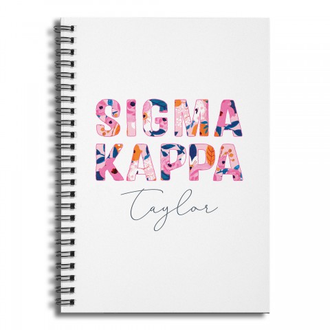 Floral Sigma Kappa 6x8 Personalized Ruled Spiral Notebook