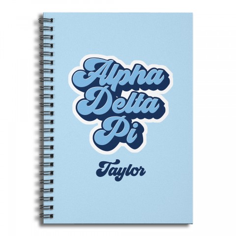 Retro Alpha Delta Pi 6x8 Personalized Ruled Spiral Notebook