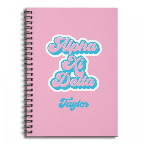 Retro Alpha Xi Delta 6x8 Personalized Ruled Spiral Notebook