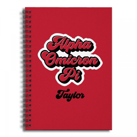 Retro Alpha Omicron Pi 6x8 Personalized Ruled Spiral Notebook