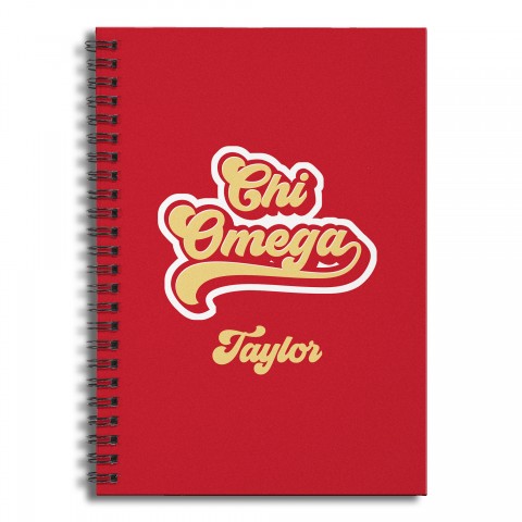Retro Chi Omega 6x8 Personalized Ruled Spiral Notebook