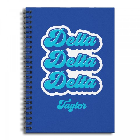 Retro Delta Delta Delta 6x8 Personalized Ruled Spiral Notebook