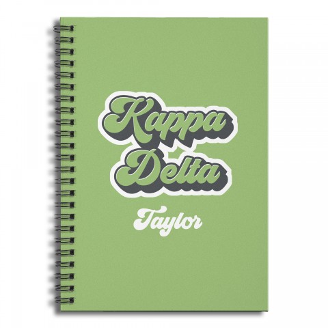 Retro Kappa Delta 6x8 Personalized Ruled Spiral Notebook