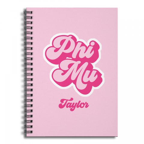 Retro Phi Mu 6x8 Personalized Ruled Spiral Notebook