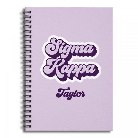 Retro Sigma Kappa 6x8 Personalized Ruled Spiral Notebook