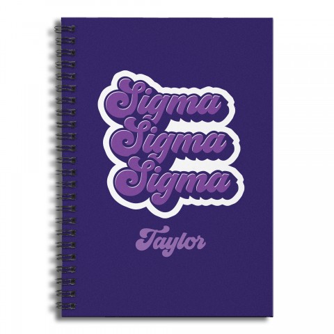 Retro Sigma Sigma Sigma 6x8 Personalized Ruled Spiral Notebook