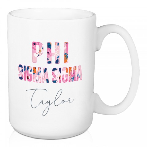 Floral Phi Sigma Sigma 15 oz Personalized Mug