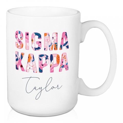 Floral Sigma Kappa 15 oz Personalized Mug