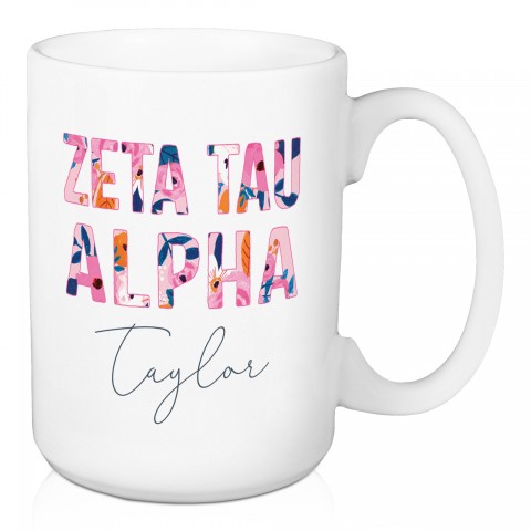 Floral Zeta Tau Alpha 15 oz Personalized Mug