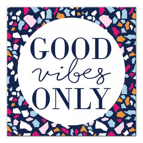 Designs Direct Creative Group Good Vibes Only Navy Terrazzo 12x12 Canvas Wall Art
