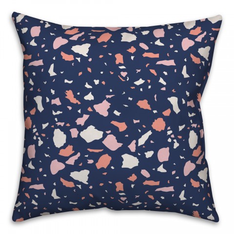 Designs Direct Creative Group Navy Terrazzo Pattern 18x18 Spun Poly Pillow