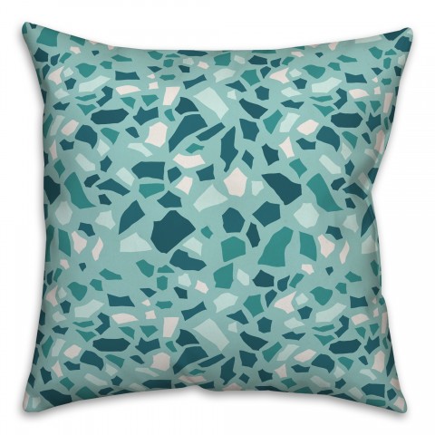 Designs Direct Creative Group Teal Terrazzo Pattern 18x18 Spun Poly Pillow