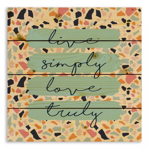 Designs Direct Creative Group Live Simply Love Truly Terrazzo 14x14 Pallet Wood Art