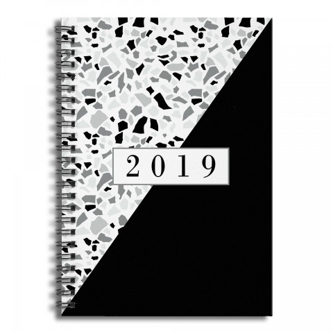 Designs Direct Creative Group 2019 Monochromatic Terrazzo Pattern 6x8 Ruled Spiral Notebook