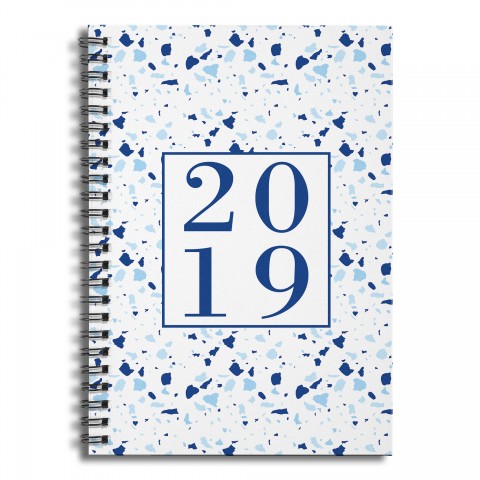 Designs Direct Creative Group 2019 Blue Terrazzo Pattern 6x8 Ruled Spiral Notebook
