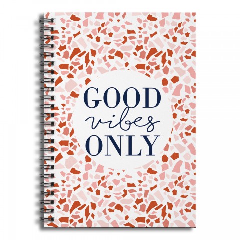 Designs Direct Creative Group Good Vibes Coral Terrazzo Pattern 6x8 Ruled Spiral Notebook