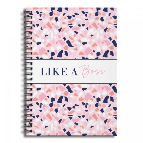 Designs Direct Creative Group Like a Boss Pink Terrazzo Pattern 6x8 Ruled Spiral Notebook