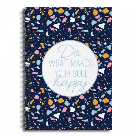 Designs Direct Creative Group Happy Soul Navy Terrazzo Pattern 6x8 Ruled Spiral Notebook
