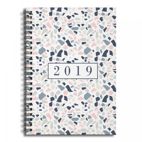 Designs Direct Creative Group 2019 Cool Terrazzo Pattern 6x8 Ruled Spiral Notebook