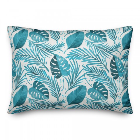 Coastal Blue Leaves 14x20 Indoor / Outdoor Pillow