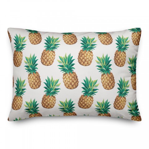 Pineapple Print White 14x20 Indoor / Outdoor Pillow