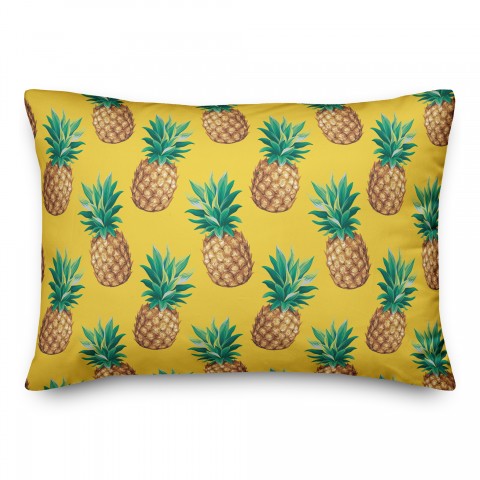 Pineapple Print Yellow 14x20 Indoor / Outdoor Pillow