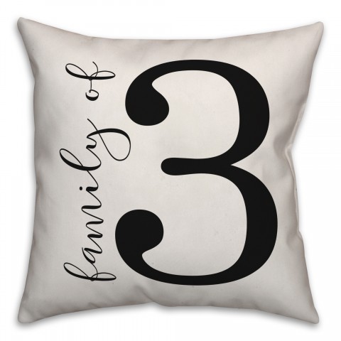 Script Family of Three 18x18 Indoor / Outdoor Pillow