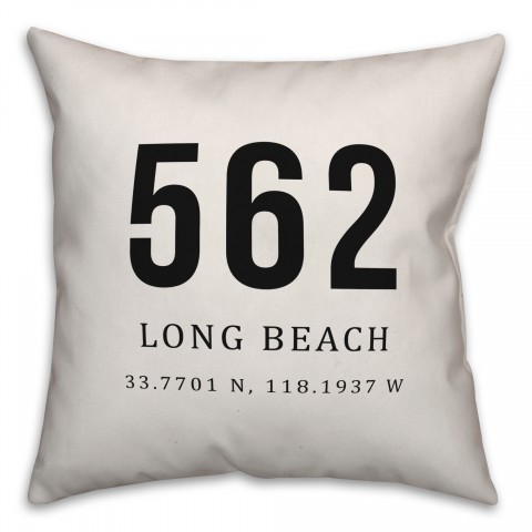 Long Beach Coordinates 18x18 Indoor / Outdoor Pillow