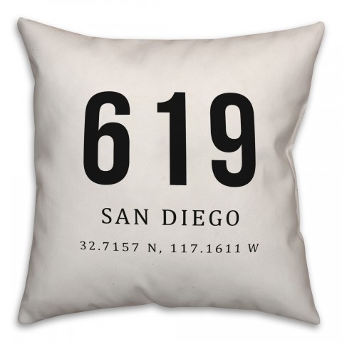 San Diego Coordinates 18x18 Indoor / Outdoor Pillow