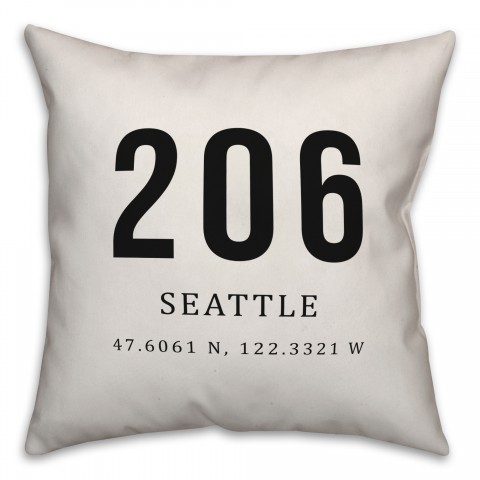 Seattle Coordinates 18x18 Indoor / Outdoor Pillow