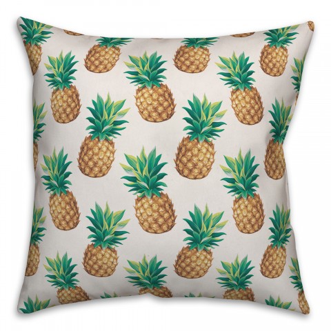 Pineapple Pattern White 18x18 Indoor / Outdoor Pillow