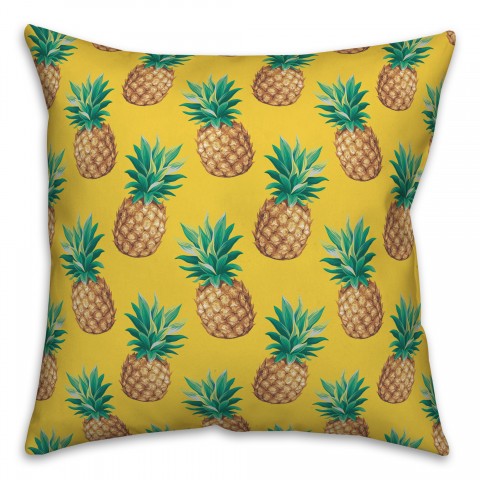 Pineapple Pattern Yellow 18x18 Indoor / Outdoor Pillow
