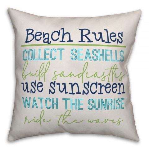Beach Rules 18x18 Indoor / Outdoor Pillow