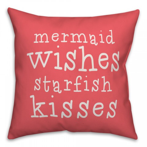 Mermaid Wishes Starfish Kisses 18x18 Indoor / Outdoor Pillow
