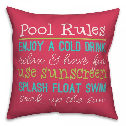 Pool Rules 18x18 Indoor / Outdoor Pillow