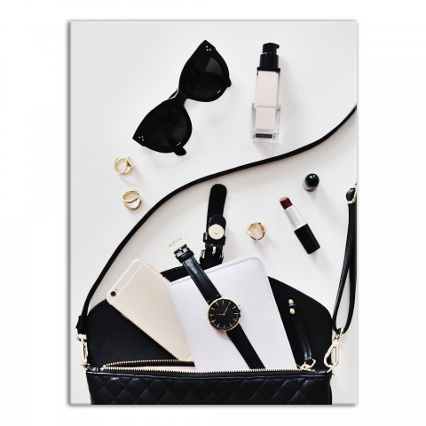 Accessories Spilt Out Of Purse 18x24 Canvas Wall Art