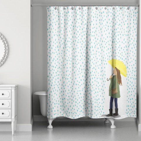 Girl Caught In The Rain 71x74 Shower Curtain