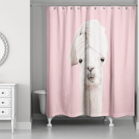 Pampered Llama 71x74 Shower Curtain